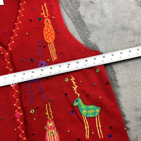 Vintage Susan Bristol Womens Sweater Vest Size Large Funky Retro Embroidered - Picture 4 of 9